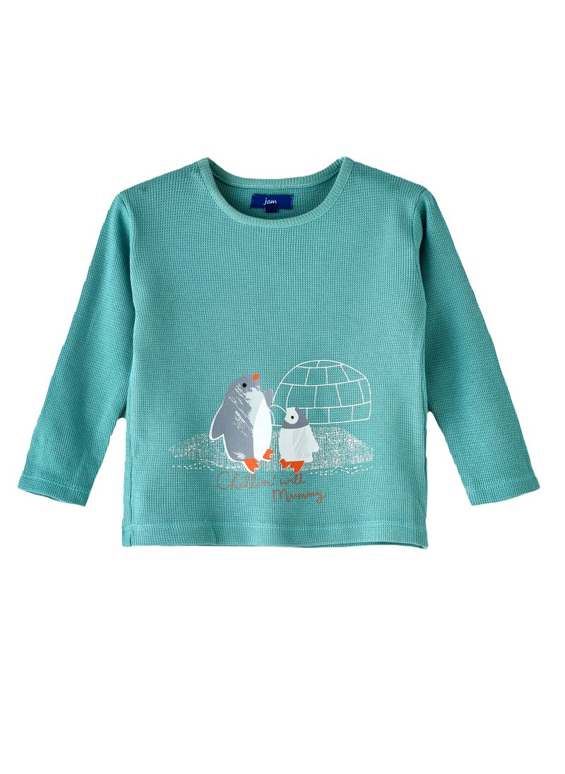 JAM Boys' Penguin Print Long-Sleeve Top - Chillin' with Mummy  - Image 1