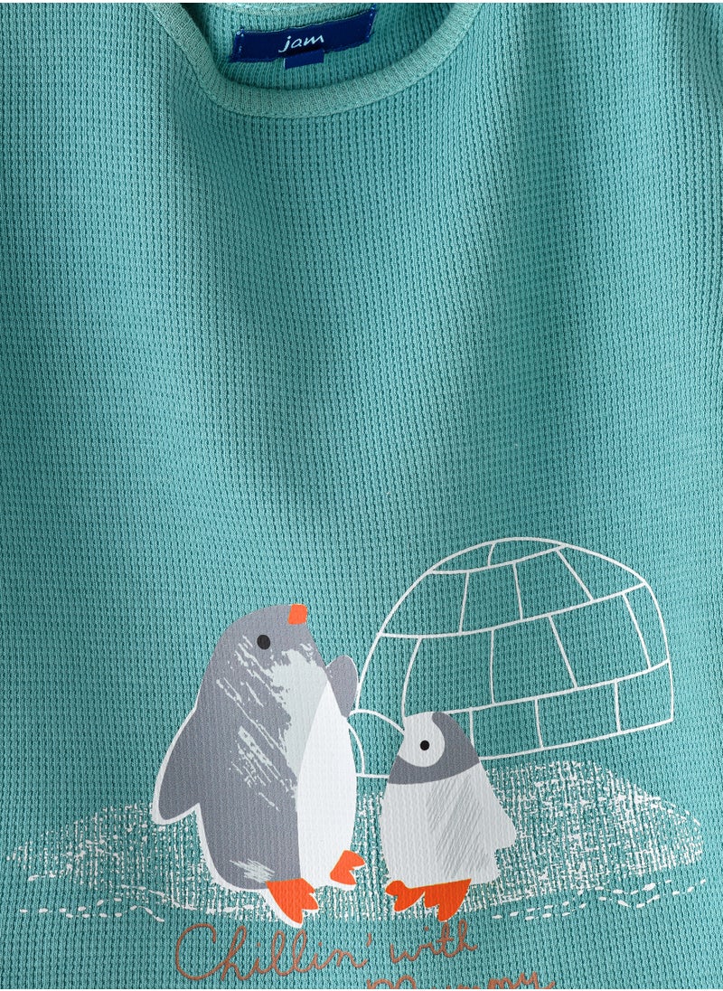 JAM Boys' Penguin Print Long-Sleeve Top - Chillin' with Mummy  - Image 3