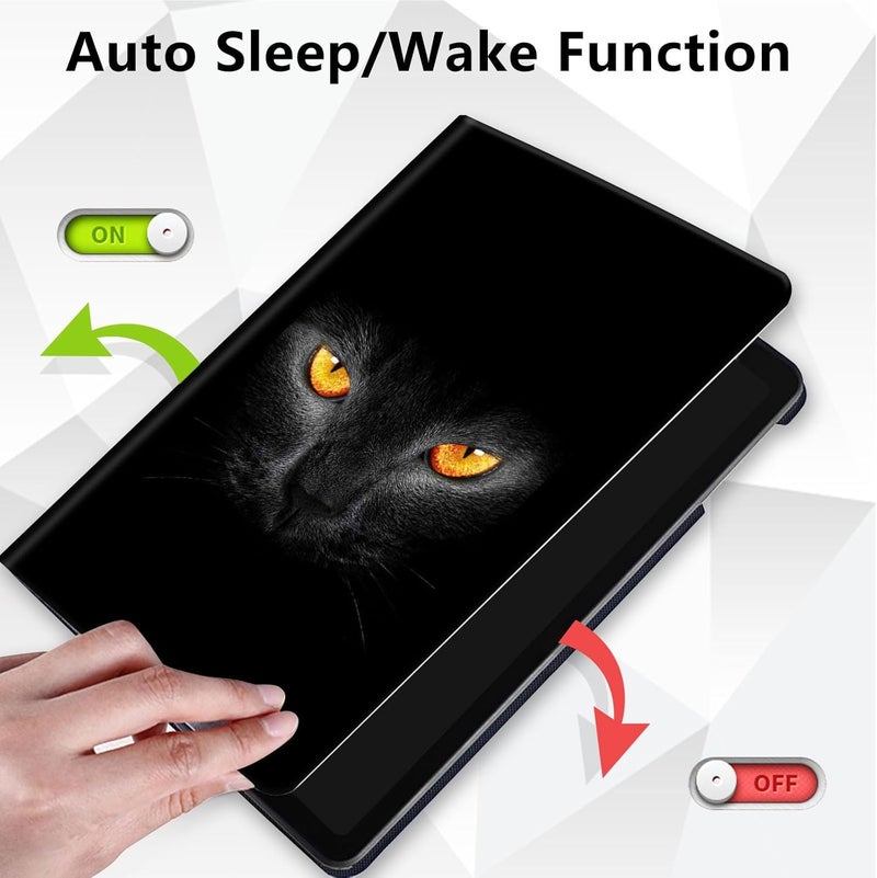 غلاف لجهاز All-New Kindle مقاس 6 بوصة (الإصدار الحادي عشر، إصدار 2022)، حامل ذكي واقي قابل للدوران 360 درجة، يناسب فقط جهاز Basic Kindle مقاس 6 بوصة الإصدار الحادي عشر إصدار 2022، تصميم Black Cat Eyes - Image 2