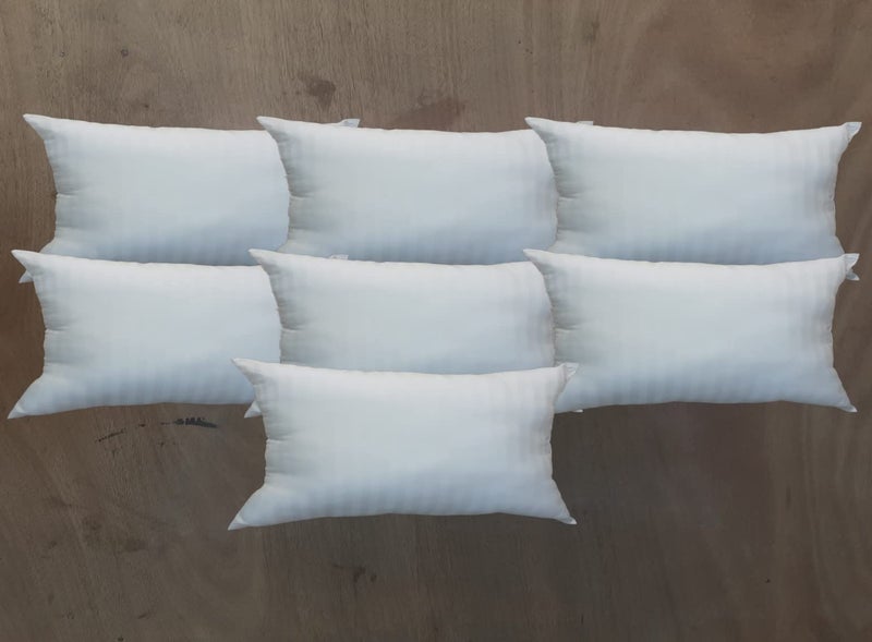 GUFFAW Microfiber Satin Striped Pillow Filler for Bed and Sofa 17"x25"inches(White) Pack of 7 - Image 1