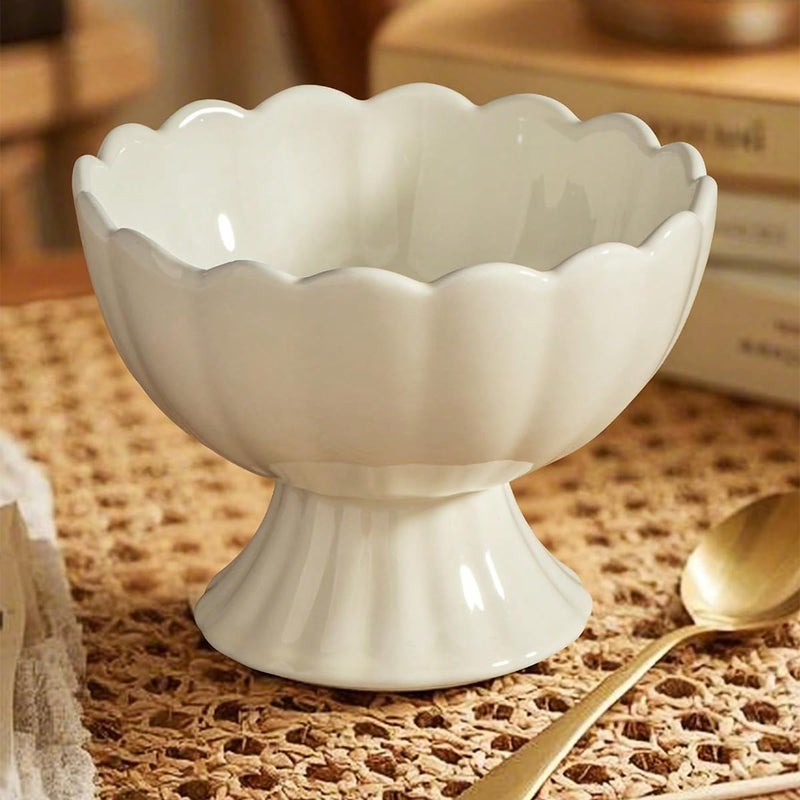 choxila Ceramic Bowl Set of 4 Footed Dessert Bowls with Spoon, Elegant Trifle Bowl with Pedestal for Candy, Salad, Fruit, Tiramisu, Party Serving Punch Bowls - Image 3