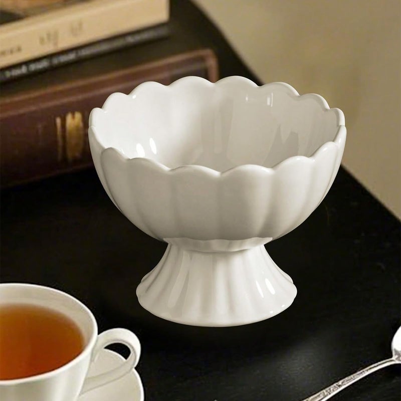 choxila Ceramic Bowl Set of 4 Footed Dessert Bowls with Spoon, Elegant Trifle Bowl with Pedestal for Candy, Salad, Fruit, Tiramisu, Party Serving Punch Bowls - Image 5