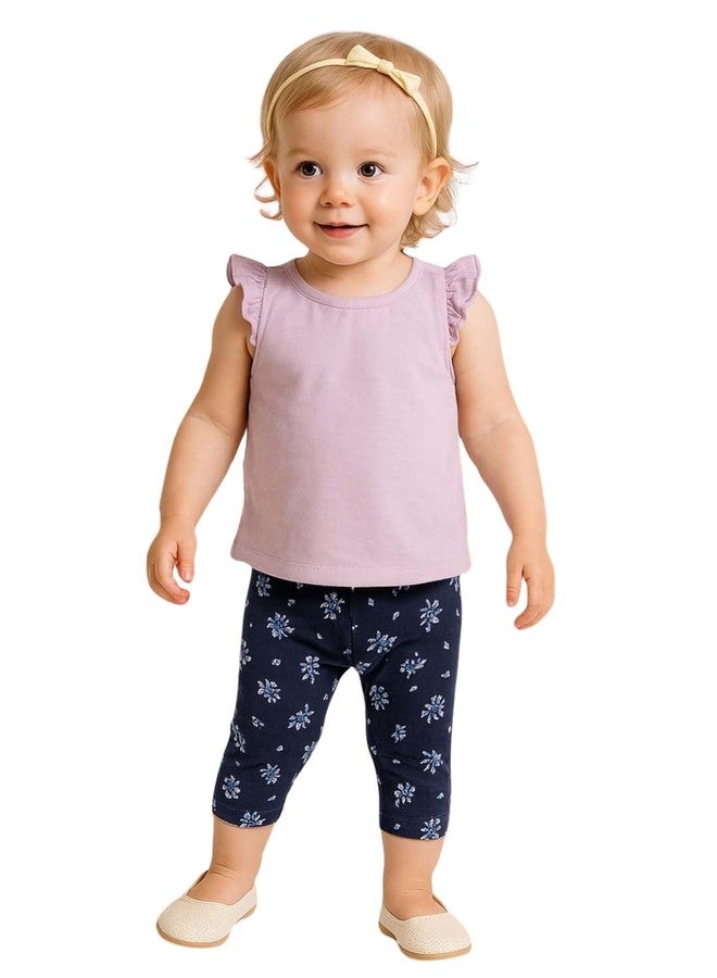 KRYPTIC Infant Navy printed pure cotton elasticated waist band Capri(Navy_1-6-9M) - Image 1