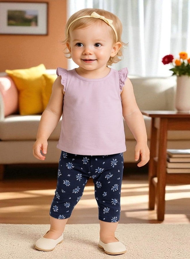 KRYPTIC Infant Navy printed pure cotton elasticated waist band Capri(Navy_1-6-9M) - Image 5