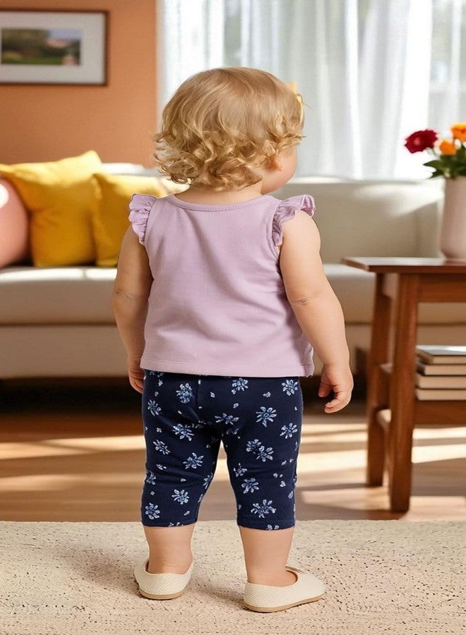 KRYPTIC Infant Navy printed pure cotton elasticated waist band Capri(Navy_1-6-9M) - Image 2