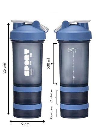 Protein Shaker Bottle Portable Supplement Mixer Cup with Powder Storage for Running Cycling Fitness - view 5