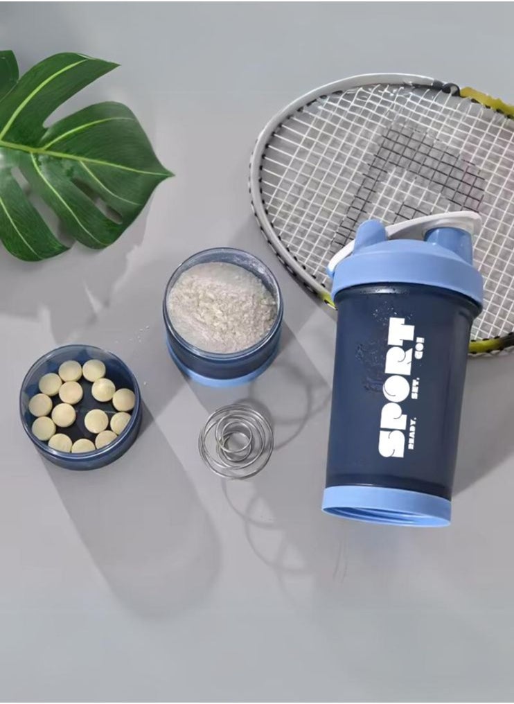 SPORT Protein Shaker Bottle Portable Supplement Mixer Cup with Powder Storage for Running Cycling Fitness  - Image 4