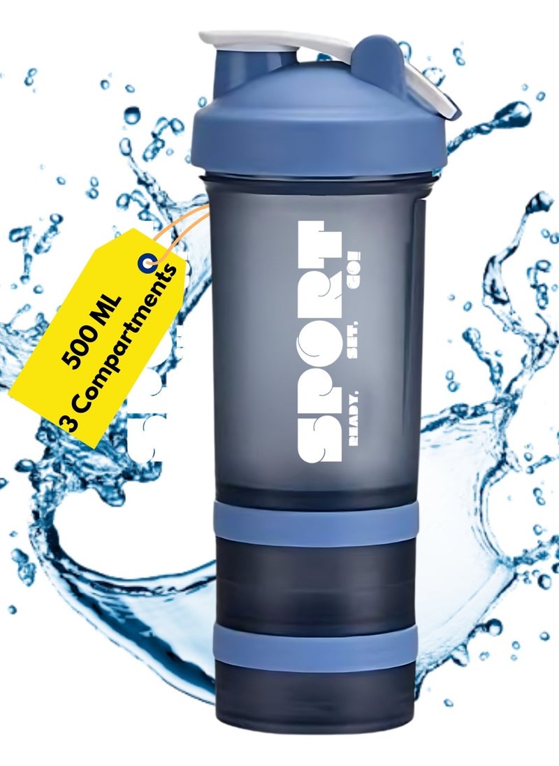 SPORT Protein Shaker Bottle Portable Supplement Mixer Cup with Powder Storage for Running Cycling Fitness  - Image 1