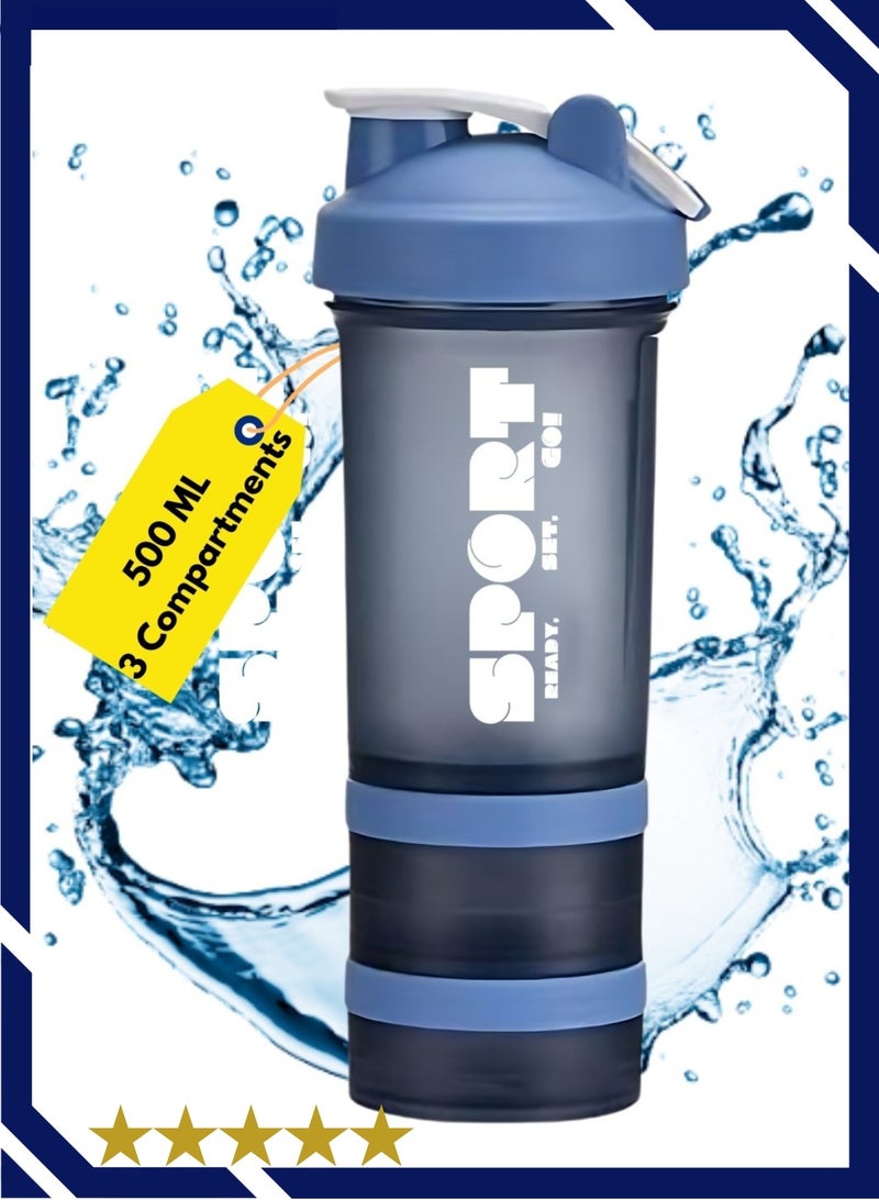 SPORT Protein Shaker Bottle Portable Supplement Mixer Cup with Powder Storage for Running Cycling Fitness - Image 1