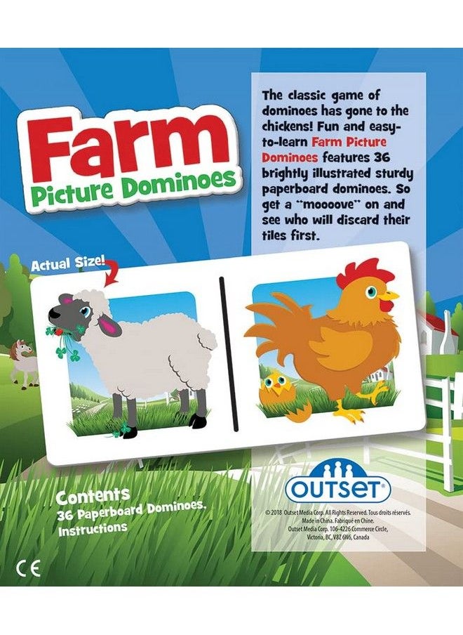 Outset Media - Picture Dominoes: Farm Themed Matching Game For Prechoolers Contains 36 Dominoes For 2 Or More Players Ages 3 And Up By Outset - Image 1