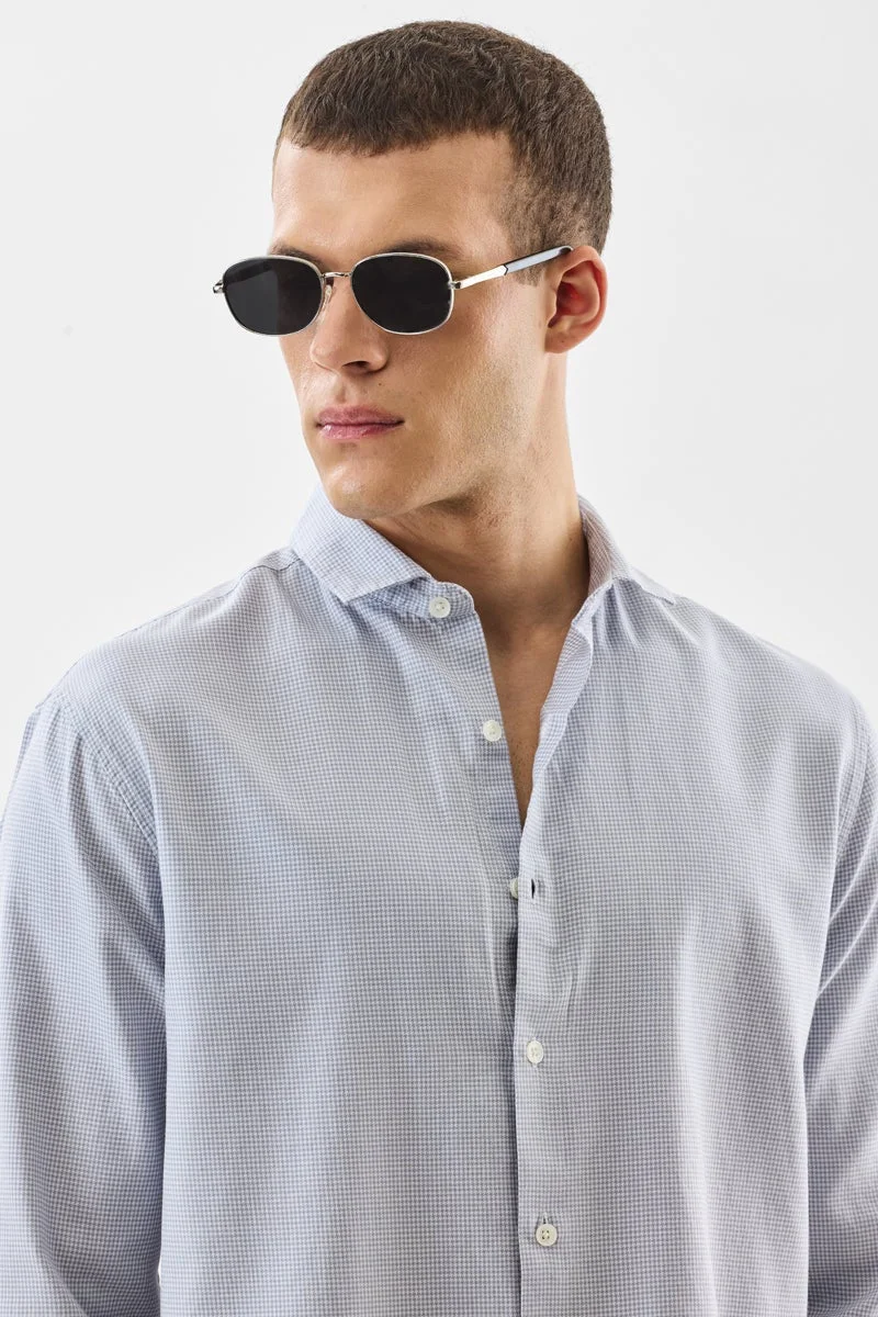 SNITCH Regular Fit Micro Check 100% Cotton Shirt