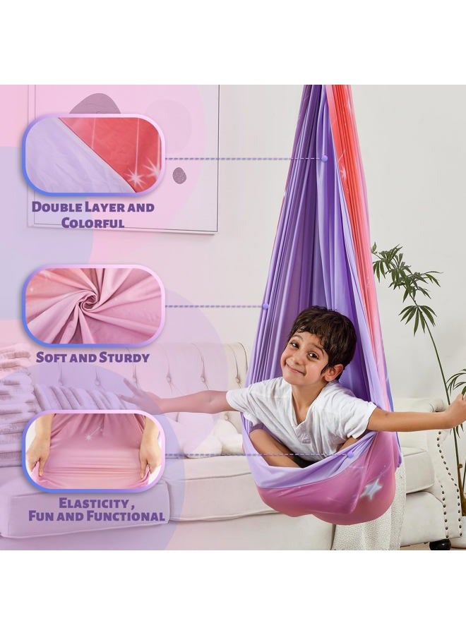SUCHDECO Sensory Swing Indoor Outdoor for Kids, Therapy Swing for Kids, Swing Hammock for Child & Adult with Autism, Sensory Joy Therapy Swing for Kids Joy Therapy Swing for Kids(Meteor) - Image 2