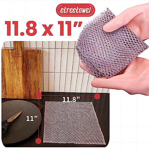 etreetowel Heavy Duty Dish Scrubber (4PCs) Non Scratch Scourer Cloth Pads and Pot Scrubbers Netted Wash - Replace Kitchen Sponges for Dishwashing No Odor dishwash Durable Pan Cleaner - Image 2