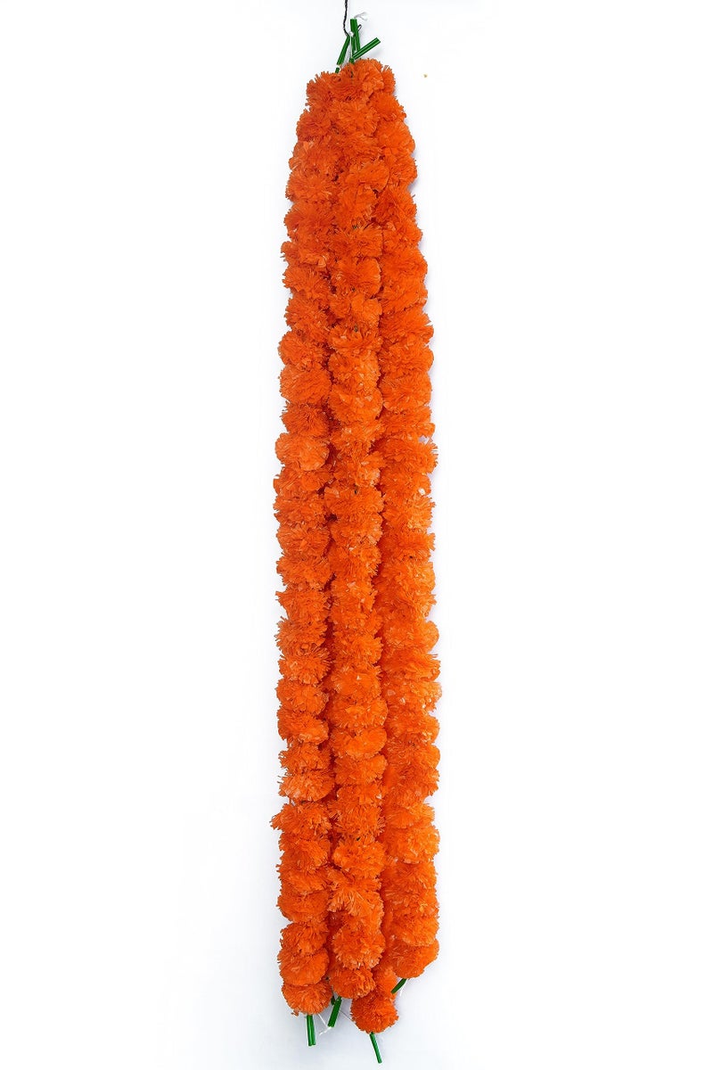 Caneuf Artificial Marigold Flower Garlands Toran for Diwali, Wedding, Navratri, Durga Pooja Vibrant Genda Phool Decoration for Door & Wall Hangings for Festival & Pooja Samagri Pack of 5 (Dark Orange) - Image 1