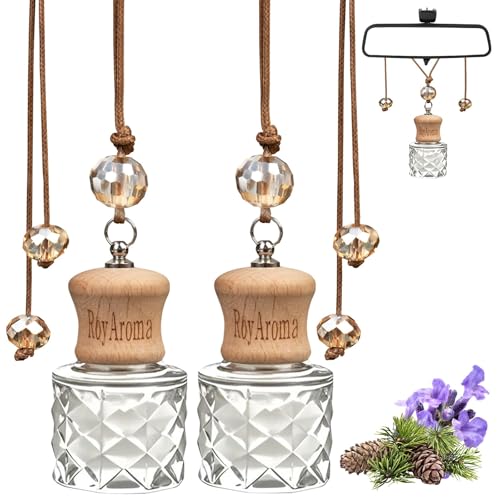 RoyAroma Hanging Car Air Freshener 2 Pack Long Lasting Car Fresheners Natural Fragrance Cars Essential Oil Diffuser for Home Office Warm Soft Mahogany - Image 1