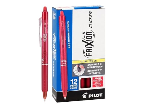 Pilot FriXion Clicker Erasable Gel Pens, Fine Point (0.7mm), Red Ink, 12-Pack - Refillable, Smooth Writing Pens for School, Journaling, and Office Use - Image 2