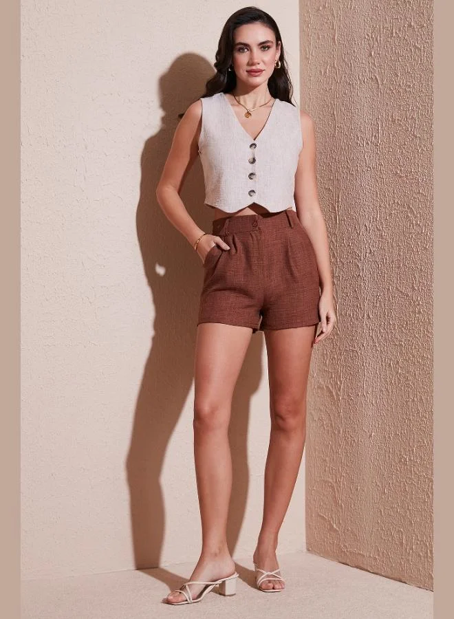 ليلا شورت قصير نسائي بقصة عادية بجيوب ليلى كيرشيلي