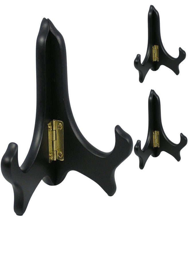 BANBERRY DESIGNS Black Folding Wood Easels - Premium Quality Display Stands - Set of 3 - Ideal for Small Plates Plaques Books Tiles - 4" H - Image 1