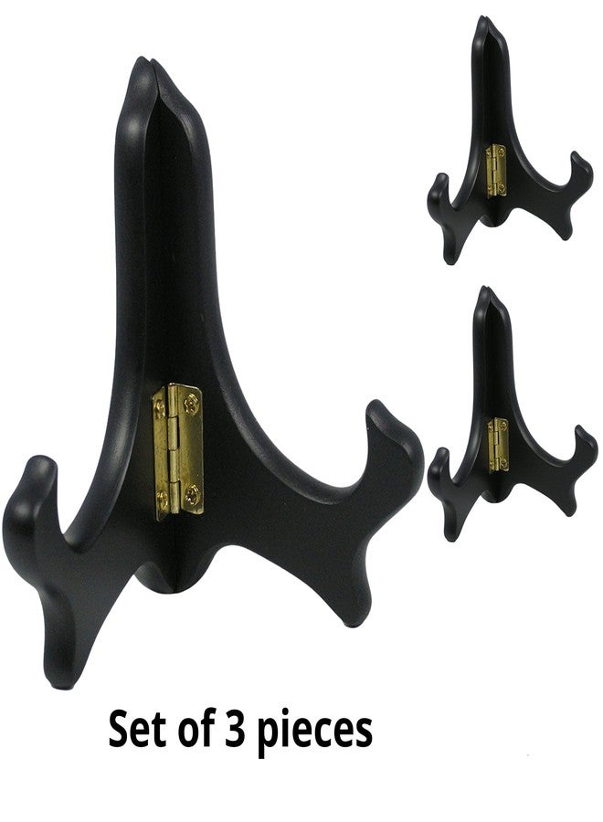 BANBERRY DESIGNS Black Folding Wood Easels - Premium Quality Display Stands - Set of 3 - Ideal for Small Plates Plaques Books Tiles - 4" H - Image 2