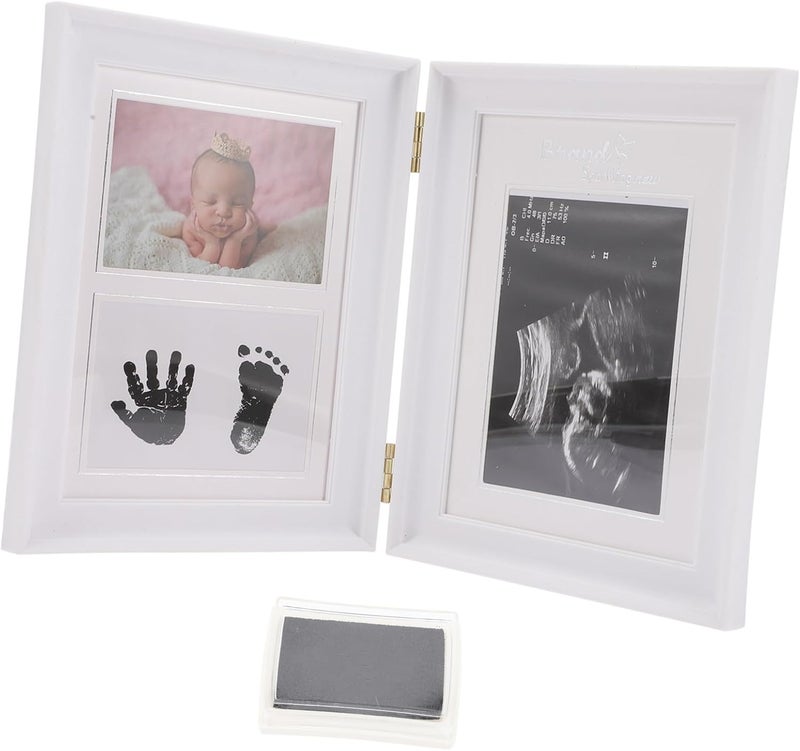 LABRIMP Picture Frame for Newborns and Infants Pvc Keepsake Photo Display Frame Handprint and Footprint White 31x21cm for Shower and Nursery Decor - Image 1