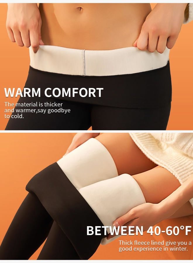 Bluemaple Women's Fleece Lined Leggings High Waisted Tummy Control Thermal Warm Winter for Women Workout Yoga Pants, 02-fleece Lined Packets Black, XL - Image 5