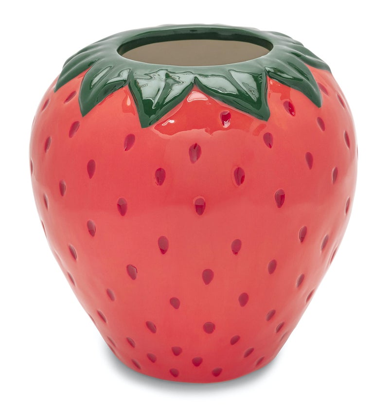 Ban.Do Vintage Inspired Strawberry Vase  Decorative Ceramic Vase  Large Flower Vase  Unique Strawberry Decor For Home/Kitchen/Office - Image 1