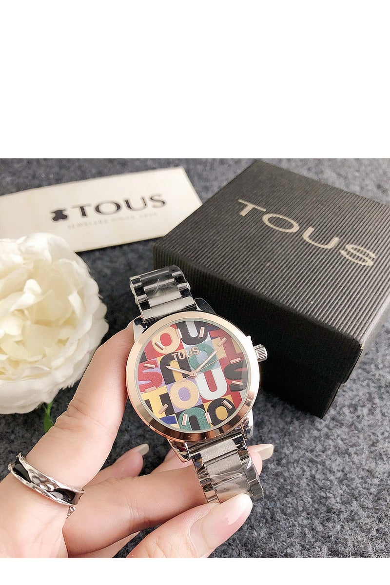 TOUS Two - Tone Watch: Colorful Logo Dial
