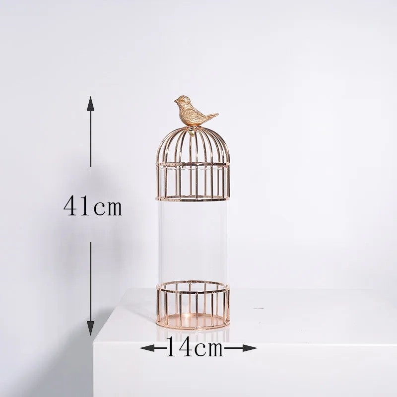 Y&D Decorative Iron Birdcage Lantern Tabletop Centerpiece - Chinese Style Vases Bird Decor Crafts for Home - Image 5