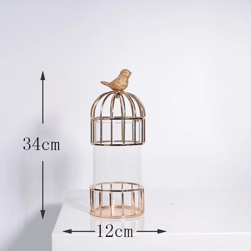 Y&D Decorative Iron Birdcage Lantern Tabletop Centerpiece - Chinese Style Vases Bird Decor Crafts for Home - Image 4