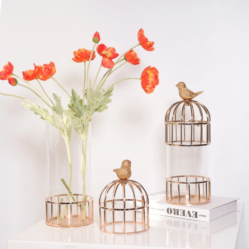Y&D Decorative Iron Birdcage Lantern Tabletop Centerpiece - Chinese Style Vases Bird Decor Crafts for Home - Image 3