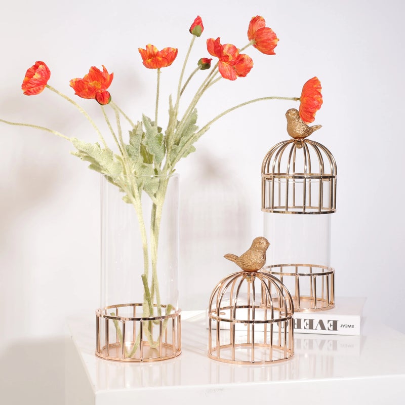 Y&D Decorative Iron Birdcage Lantern Tabletop Centerpiece - Chinese Style Vases Bird Decor Crafts for Home - Image 2