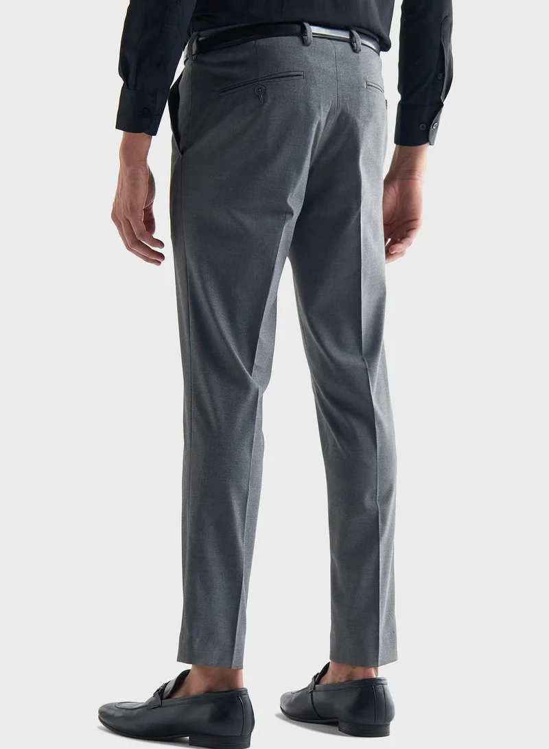 FAV Solid Belted Pants With Pockets