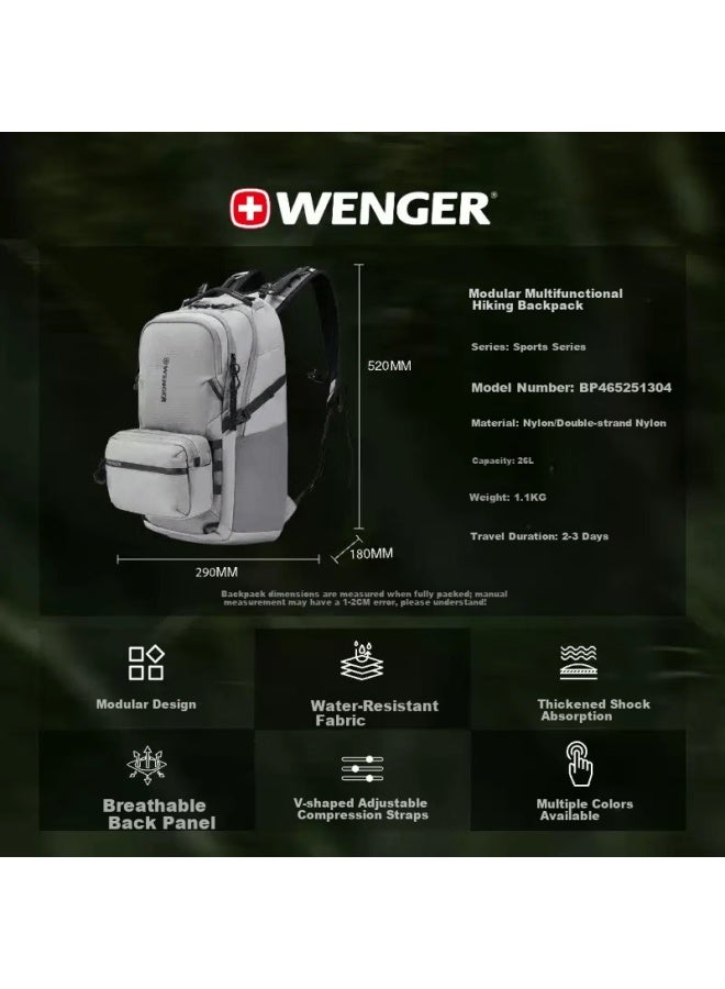Wenger ويغو حقيبة ظهر مقاومة للماء بسعة كبيرة وخفيفة الوزن للسفر، التنزه، الهواء الطلق، التنقل، الجامعة - Image 5