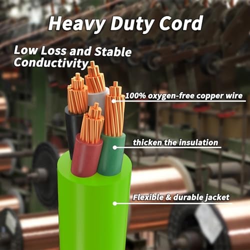 PlugSaf 15FT 30 Amp Generator Extension Cord 4 Prong NEMA L1430PL1430R 10 Gauge STW 125250V Twist Lock Generator Cord Heavy Duty Green ETL Listed - Image 3