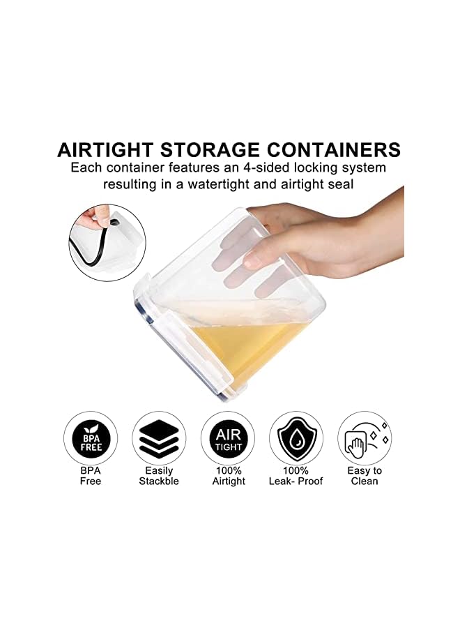 Cereal & Dry Food Storage Containers,BPA Free Airtight Plastic Kitchen Storage Organizer with Locking Lids,15PCS Food Storage Box for Flour,Snack,Sugar,Rice with 24 Chalkboard Labels &1 Marker - Image 4