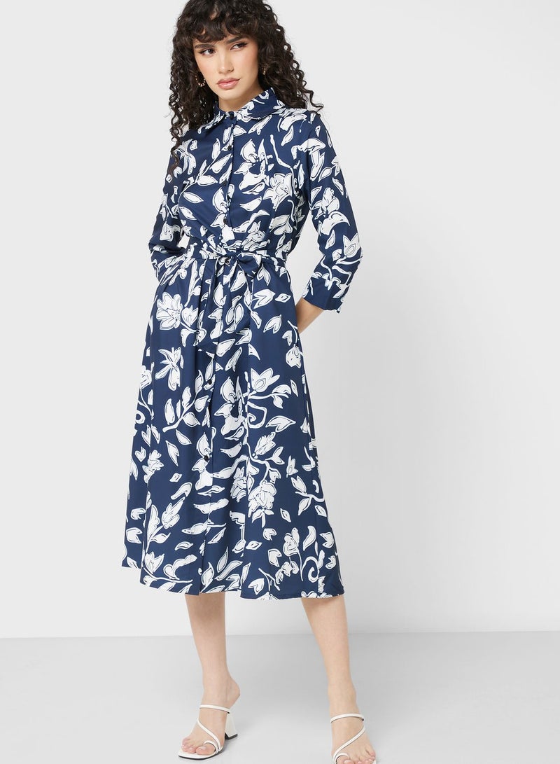 Waistband Printed Dress