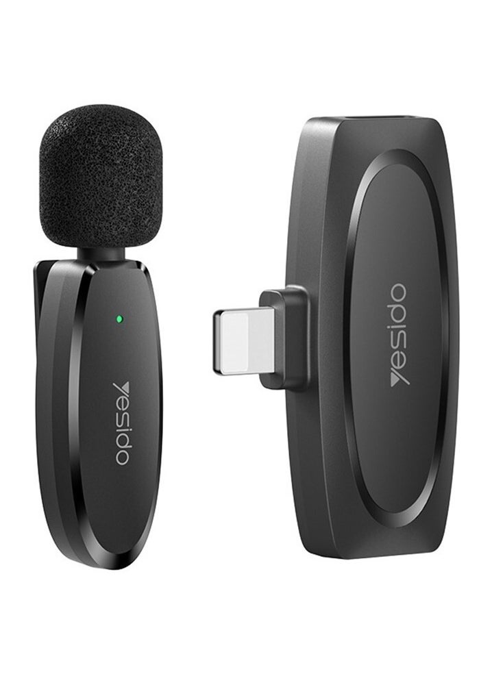 Yesido - LAVALIER MIC KR12 Noise AI Reduction Best Microphone For Vlogers Black - Image 1