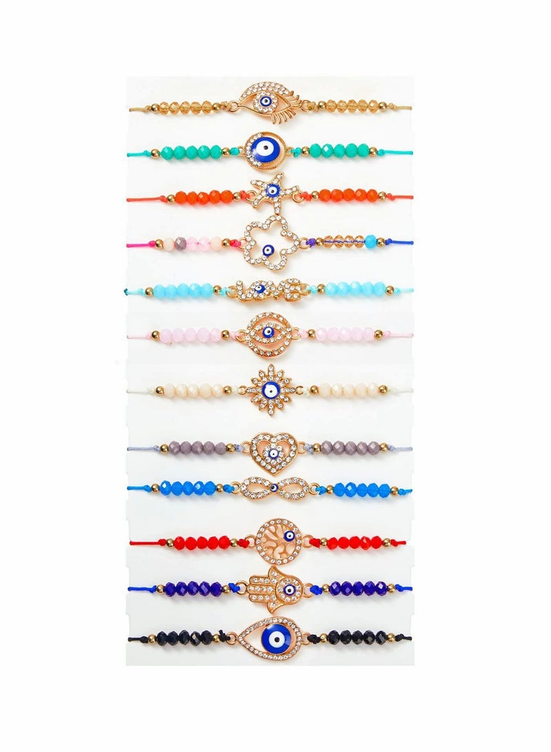 Zikra Beaded Bracelet Colorful Braided Rope Bracelet Adjustable Bracelet Charm Bracelet Women Girls Boys 12 Pieces - Image 1