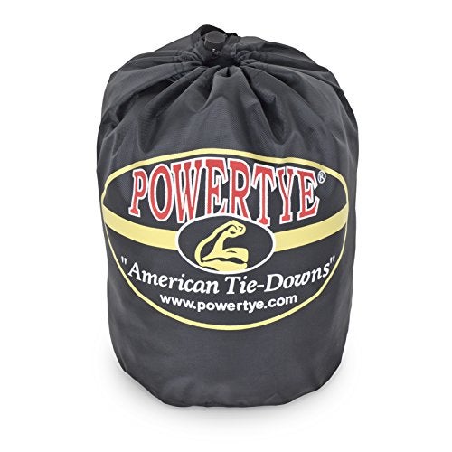 PowerTye - Made in USA - Extra Long Ratchet Tie Down Straps, Heavy Duty with Carabiner Hooks, Soft-Tye & Bag, for Motorcycle, ATV & Cargo, 1,000 lb WLL, 1.5 inch x 10ft Long, Black/Black (Pair) - Image 5