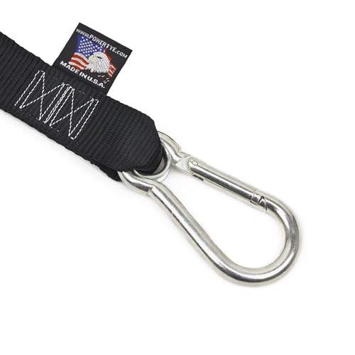 PowerTye - Made in USA - Extra Long Ratchet Tie Down Straps, Heavy Duty with Carabiner Hooks, Soft-Tye & Bag, for Motorcycle, ATV & Cargo, 1,000 lb WLL, 1.5 inch x 10ft Long, Black/Black (Pair) - Image 4