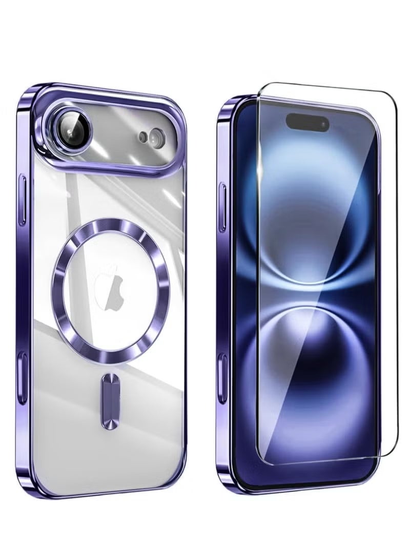 ELTRAZONE Clear Case Compatible with MagSafe for iPhone 17 Air with Tempered Glass, Crystal Transparent Anti-Scratch Shock-Resistant Cover for 6.5-Inch Device with Full HD Protective Glass - Image 1