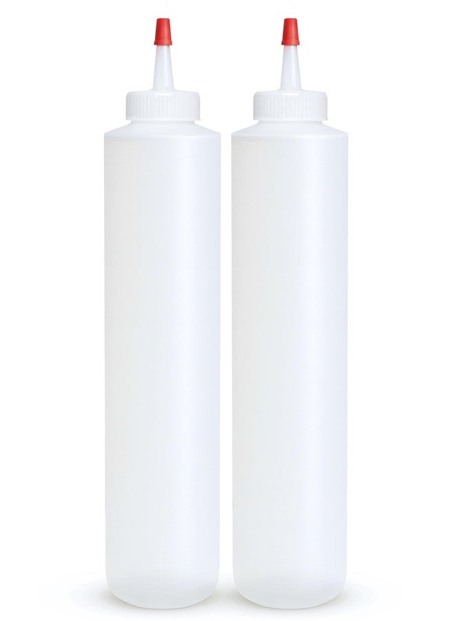 BRIGHTFROM Squeeze Bottles, Leak Proof, Wide Neck, BPA FREE Plastic, 16 OZ 2 PACK, Condiment Empty Squirt Bottle with Red Top Cap - for Ketchup, Mustard, Syrup, Sauces, Dressing, Oil, Arts & Crafts - Image 1