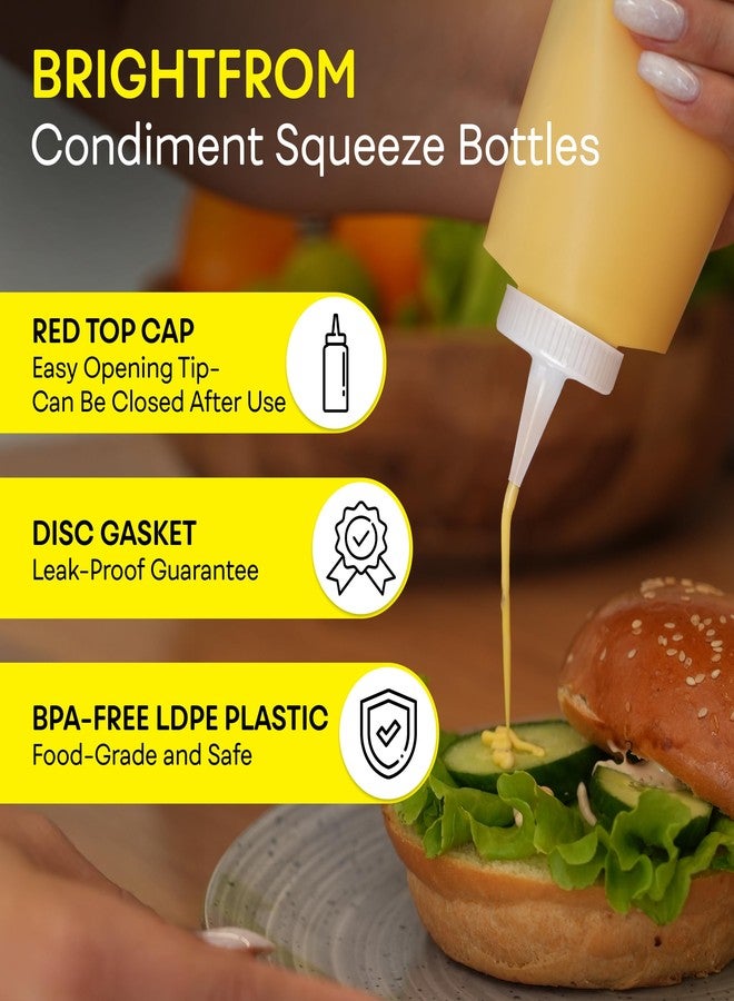 BRIGHTFROM Squeeze Bottles, Leak Proof, Wide Neck, BPA FREE Plastic, 16 OZ 2 PACK, Condiment Empty Squirt Bottle with Red Top Cap - for Ketchup, Mustard, Syrup, Sauces, Dressing, Oil, Arts & Crafts - Image 2