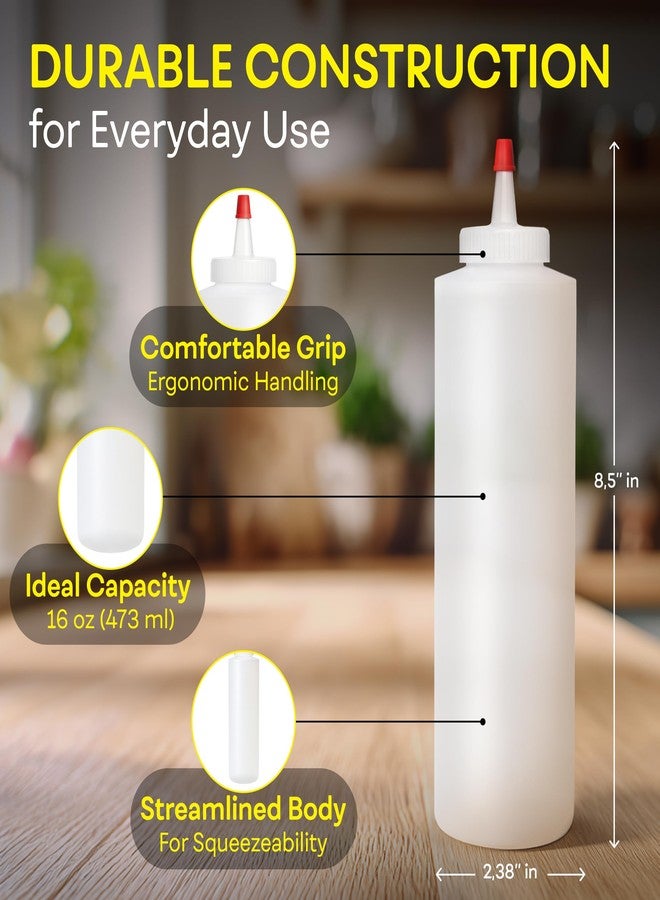 BRIGHTFROM Squeeze Bottles, Leak Proof, Wide Neck, BPA FREE Plastic, 16 OZ 2 PACK, Condiment Empty Squirt Bottle with Red Top Cap - for Ketchup, Mustard, Syrup, Sauces, Dressing, Oil, Arts & Crafts - Image 3