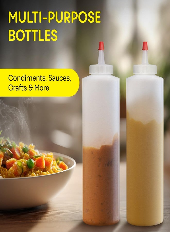 BRIGHTFROM Squeeze Bottles, Leak Proof, Wide Neck, BPA FREE Plastic, 16 OZ 2 PACK, Condiment Empty Squirt Bottle with Red Top Cap - for Ketchup, Mustard, Syrup, Sauces, Dressing, Oil, Arts & Crafts - Image 4