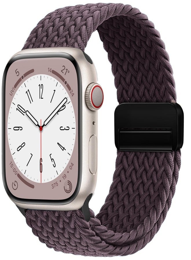 سوار OMECKY المغناطيسي المضفر ذو الحلقة الواحدة متوافق مع ساعات Apple Watch Series 9 و8 و7 و6 و5 و4 و3 بمقاسات 38 مم و40 مم و41 مم للرجال والنساء، حزام رياضي مرن من النايلون لساعة iWatch SE، لون كرزي داكن - Image 1