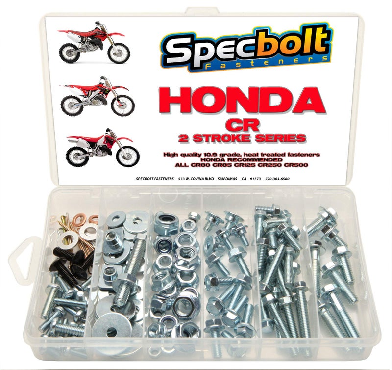 Specbolt Fasteners 120pc Specbolt Fasteners Brand Bolt Kit fits: Honda CR Two Stroke Bolt Kit for Maintenance & Restoration of MX Dirtbike OEM Spec Fastener CR80 CR85 CR125 CR250 CR500 - Image 1