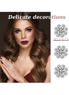 KASTWAVE 50 Pcs 10mm Rhinestone Embellishments Flatback Buttons Jewelry Flower Crystal Accessory for Crafts DIY Jewelry Making Wedding Decoration Bridal Bouquet Invitations Silver  - Image 2