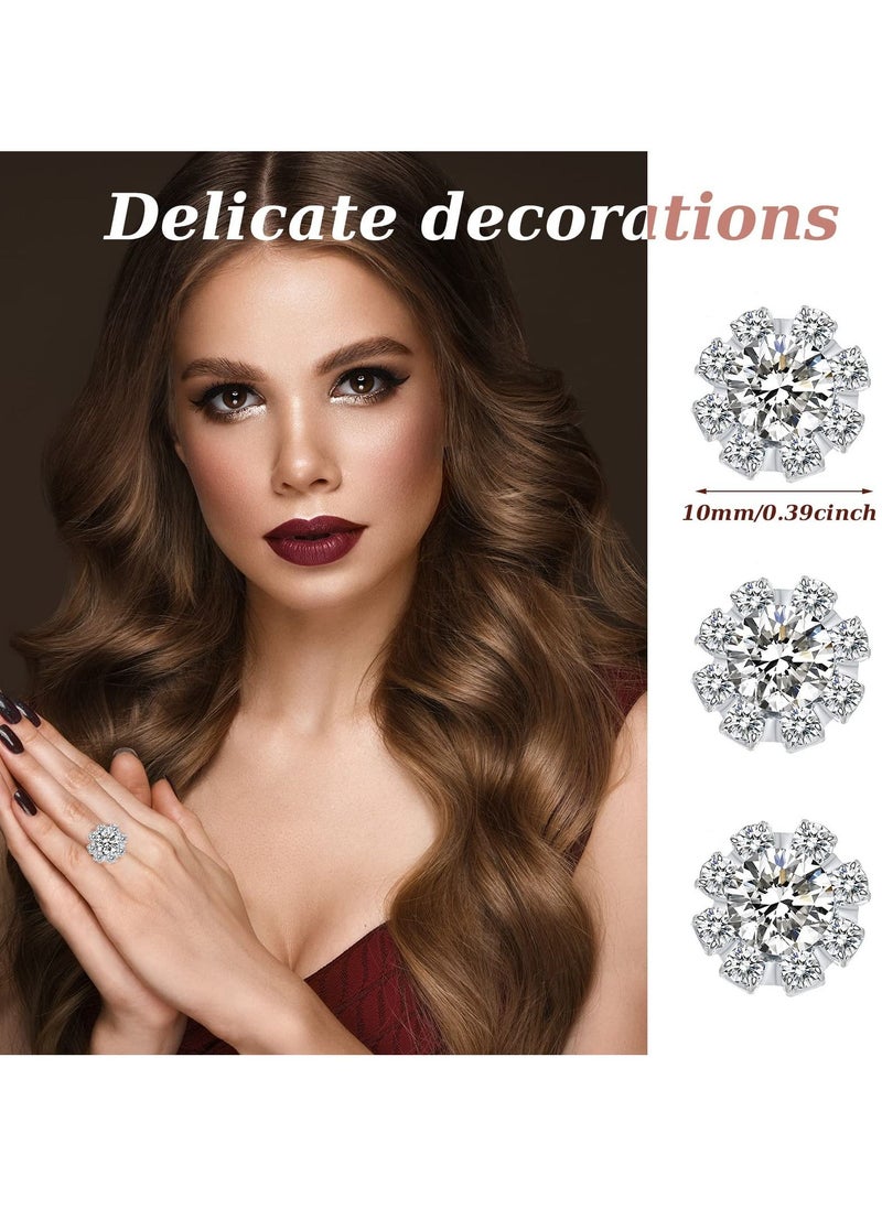KASTWAVE 50 Pcs 10mm Rhinestone Embellishments Flatback Buttons Jewelry Flower Crystal Accessory for Crafts DIY Jewelry Making Wedding Decoration Bridal Bouquet Invitations Silver  - Image 2