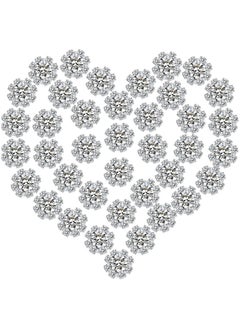 KASTWAVE 50 Pcs 10mm Rhinestone Embellishments Flatback Buttons Jewelry Flower Crystal Accessory for Crafts DIY Jewelry Making Wedding Decoration Bridal Bouquet Invitations Silver  - Image 1